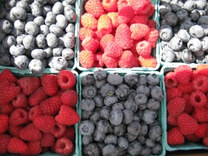 Raspberries and Blueberries this Saturday.